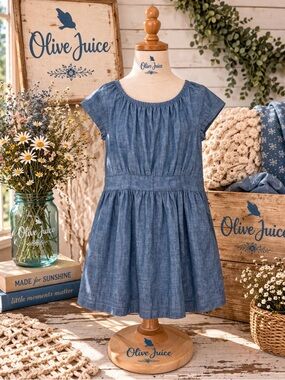 Olive Juice Chambray Dress Size 8 Blue Soft Denim Pockets Casual Cute Boutique